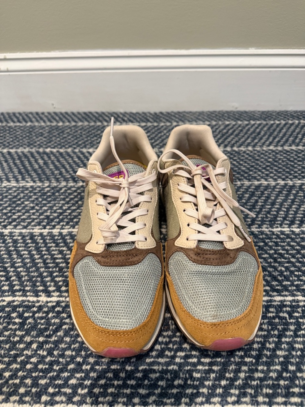 Neutral Multicolor Mesh & Suede Sneakers - Mustard, Brown, Gray